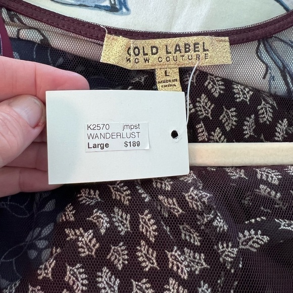 NWT,Gold Label WOW Couture,Wanderlust in Wine, Line w/A Bodysuit/Shaper,Stunning - Picture 4 of 14